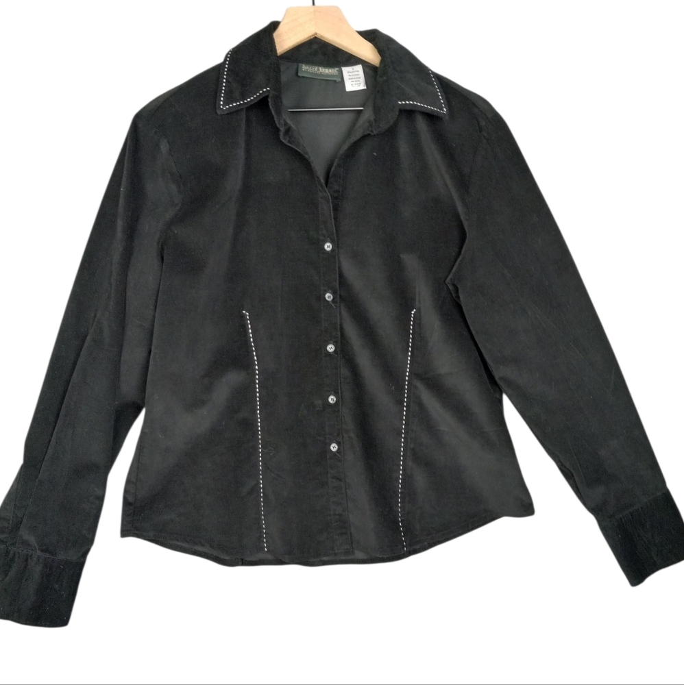 Harve'Benord Fine Cord Western Corduroy Button Up Shirt Size Large